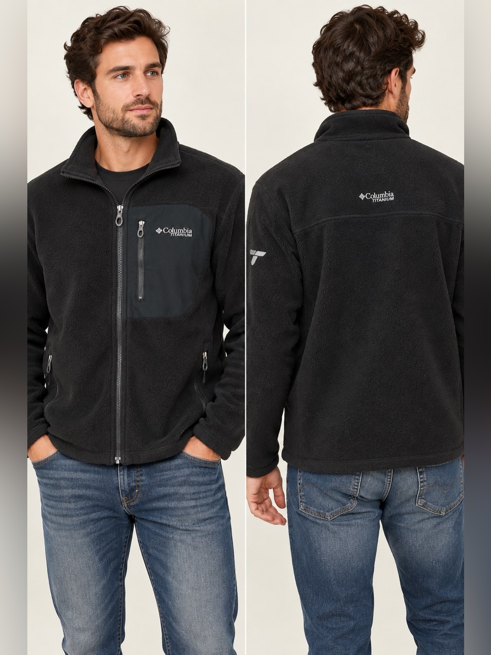 Columbia Titanium Polartec Black Full Zip Fleece Jacket